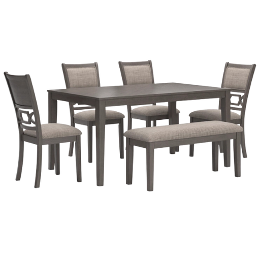[176222-BB] Wrenning Dining Table and 4 Chairs and Bench (Set of 6)