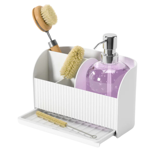 [176452-BB] Sling Sink Caddy With Soap Pump White