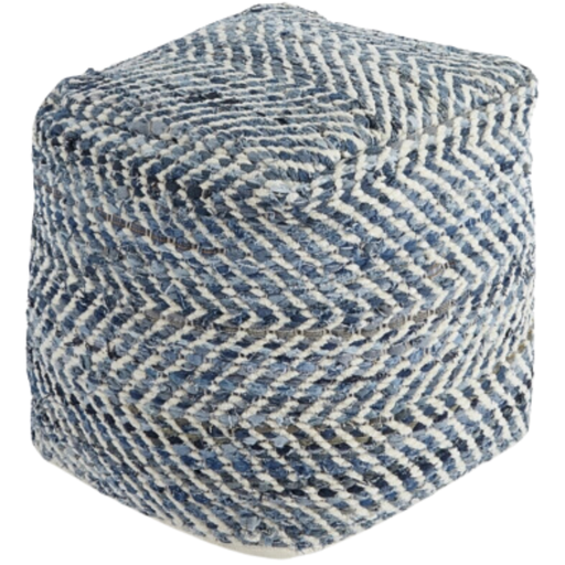 [176478-BB] Chevron Pouf Blue