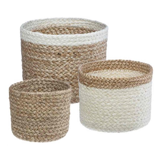[176505-BB] Jackson Jute Basket Set White 3pc