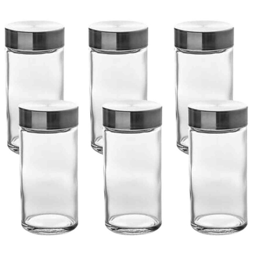 [176521-BB] Glass Spice Jar set 6pc