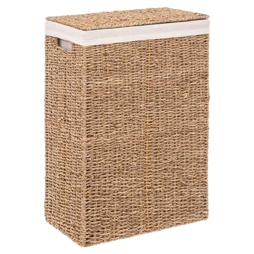 [176523-BB] Seagrass Laundry Basket with White Fabric Interior 40L