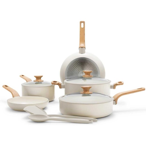 [176559-BB] Greenpan Ceramic Cookware Set Cream 10pc