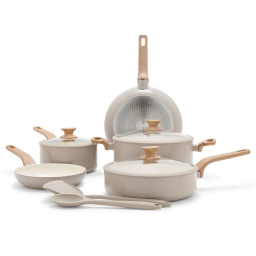 [176560-BB] Greenpan Ceramic Cookware Set Taupe 10pc