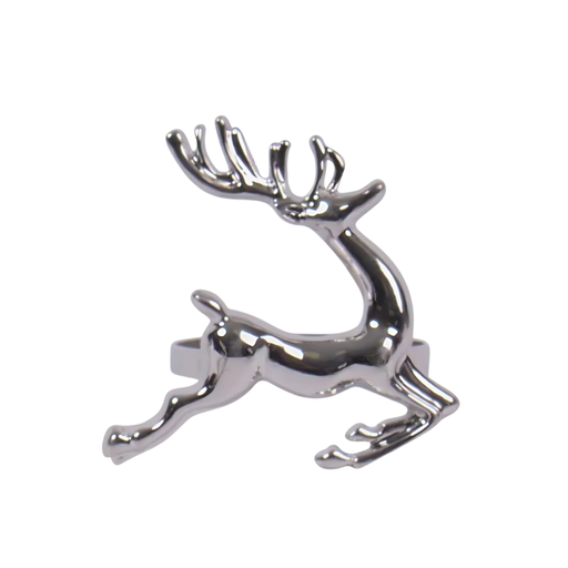 [176678-BB] Running Reindeer Napkin Ring Silver