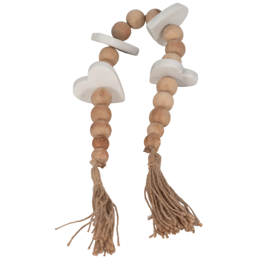 [176730-BB] Large Wood Garland With Marble Hearts 36in