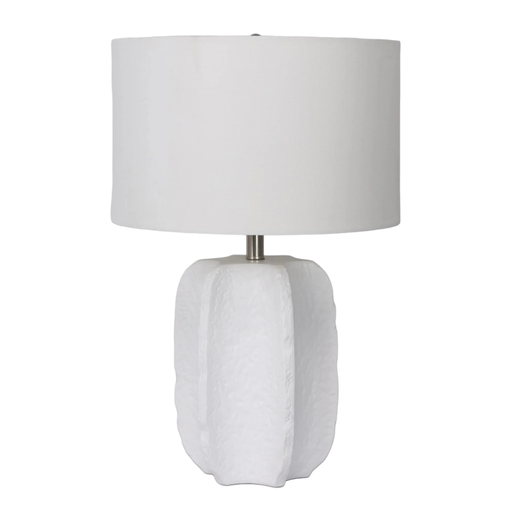 [176731-BB] Jagged Texture Table Lamp White 24in