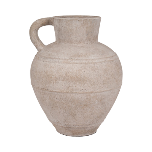 [176732-BB] Terracotta Jug Vase With Handle Ivory 24in