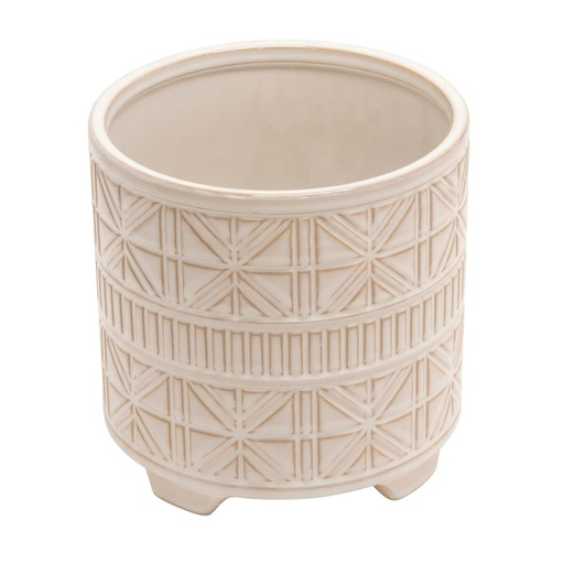 [176746-BB] Ceramic Abstract Footed Planter White 8in