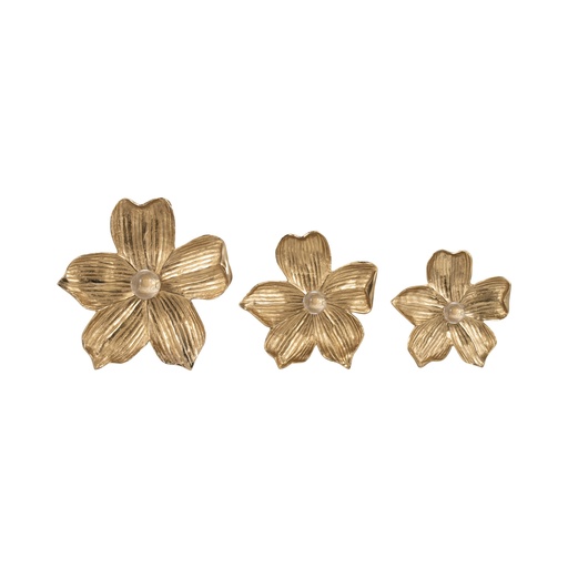 [176755-BB] Rommie Gold Wall Flowers Set of 3