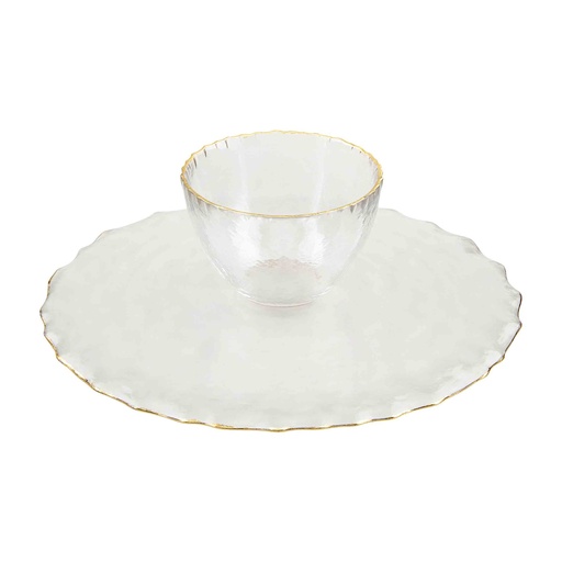 [176765-BB] Gold Edge Pedestal Chip & Dip Server