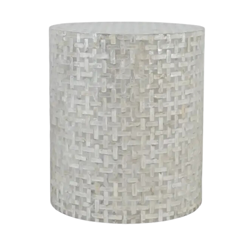 [177543-BB] Capri Large Accent Table Grey Basket Weave