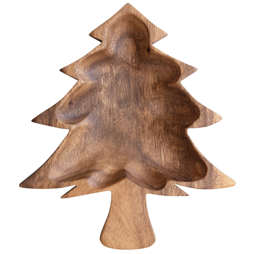 [177004-BB] Acacia Wood Christmas Tree Shaped Bowl 