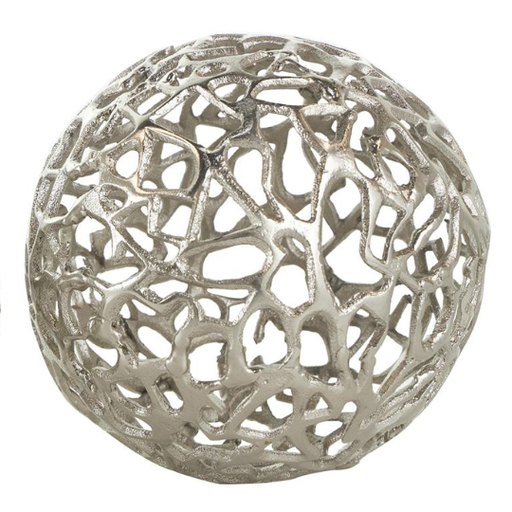 [176859-BB] Decorative Metal Orb Silver 5in
