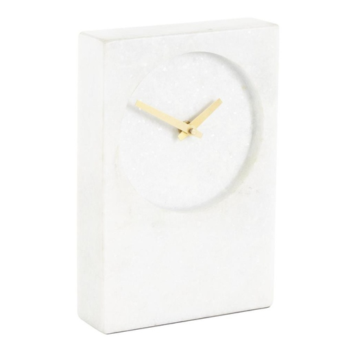 [176869-BB] Minimalistic Marble Clock White 9in