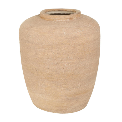 [177011-BB] Beige Ceramic Wide Textured Vase 16in
