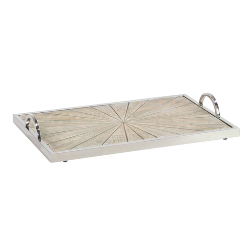 [177014-BB] Wood Tray With Metal Frame 20in