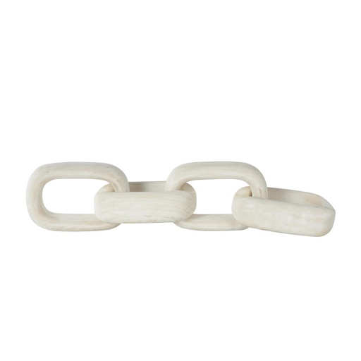 [176908-BB] Wood Chain Link Sculpture Cream 18in
