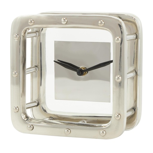 [176909-BB] Dimensional Open Frame Clock Silver 6in