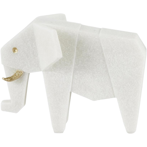 [176915-BB] Cubist Elephant Sculpture White Gold 7in