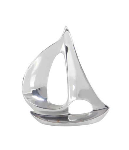 [176919-BB] Metal Sailboat Sculpture Silver 12in