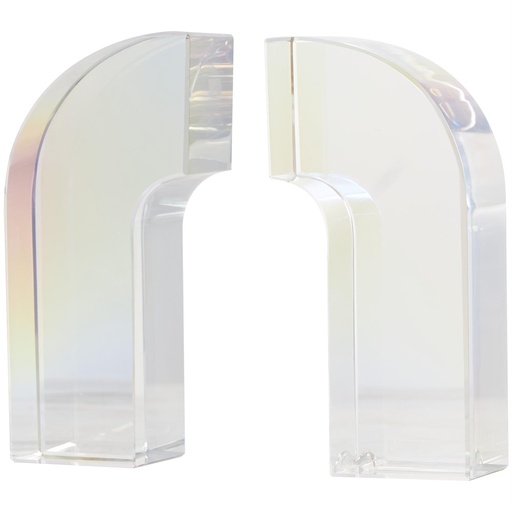 [176932-BB] Crystal Arched Bookends Set 6in