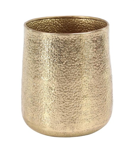 [176944-BB] Metal Hammered Planter Gold 15in