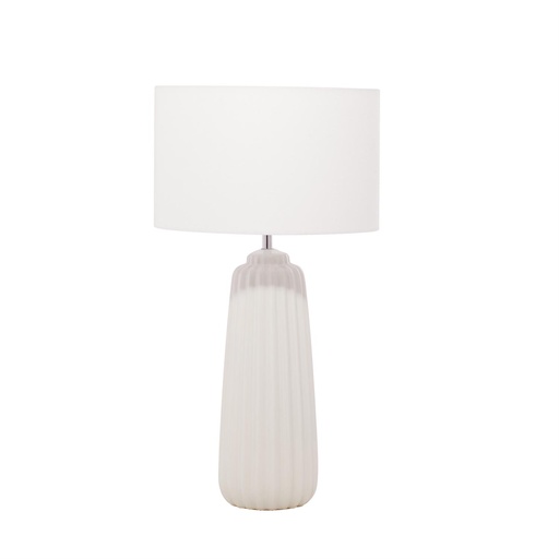 [176947-BB] Ribbed Ceramic Table Lamp White 24in
