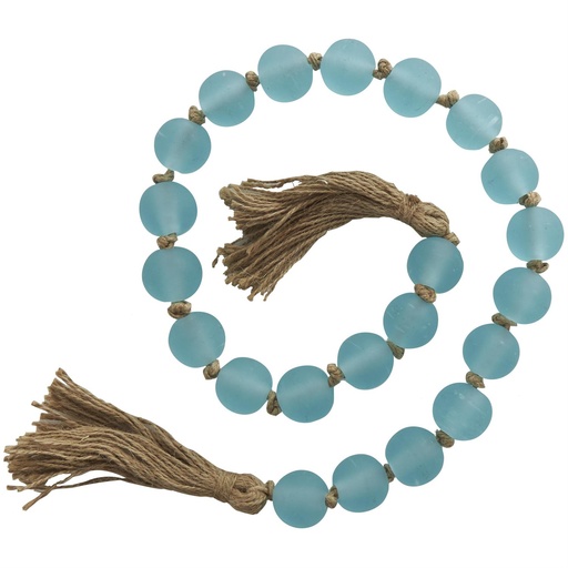 [176950-BB] Glass Beaded Garland with Tassel Blue 45in