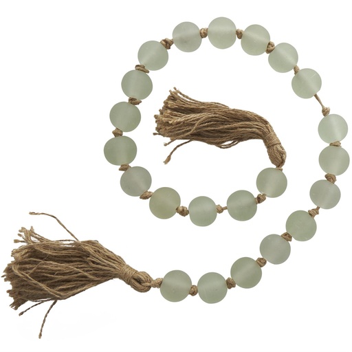 [176951-BB] Glass Beaded Garland with Tassel Green 45in