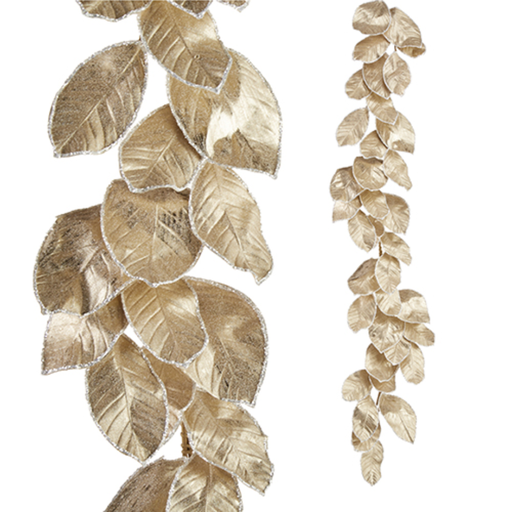 [177115-BB] Glittered Magnolia Leaf Garland 4in