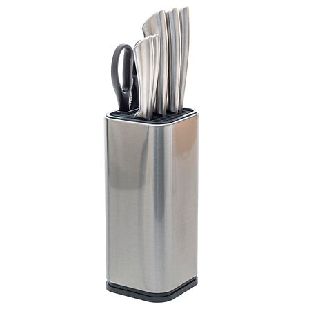[177210-BB] Silver Precision Stainless Steel Block Knife Set 6pc