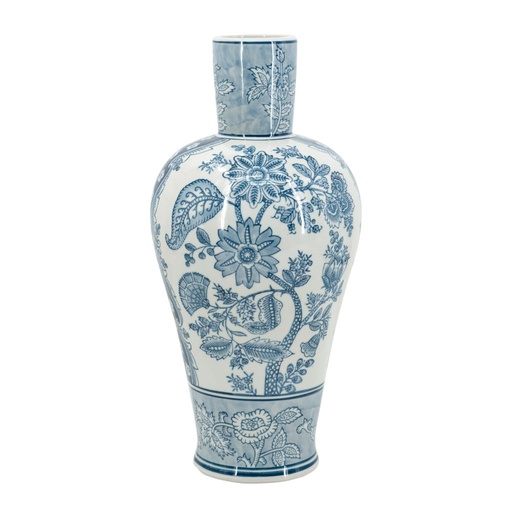[177231-BB] Floral Vase Blue & White 17in
