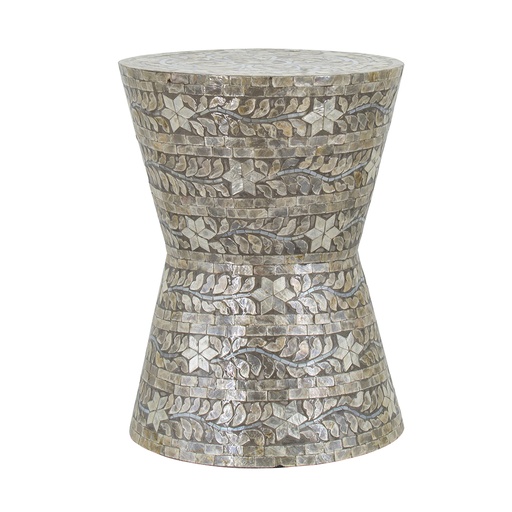 [177232-BB] Capiz Accent Stool Grey