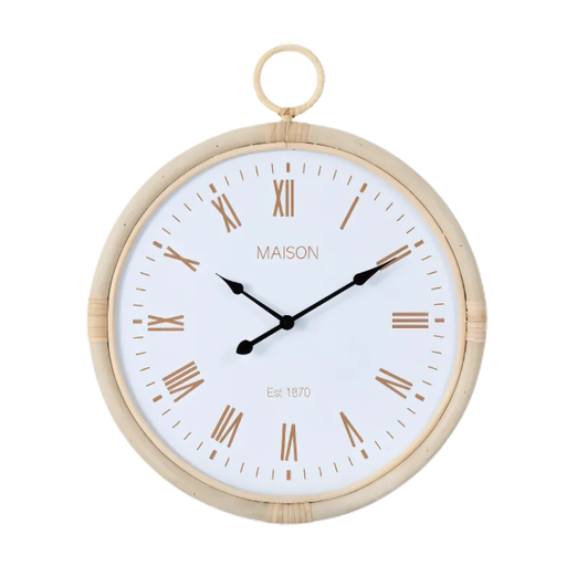 [177285-BB] Rattan Clock 19in 