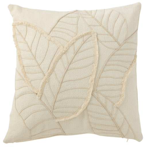 [177292-BB] Leaf Applique Pillow Cream 17in 