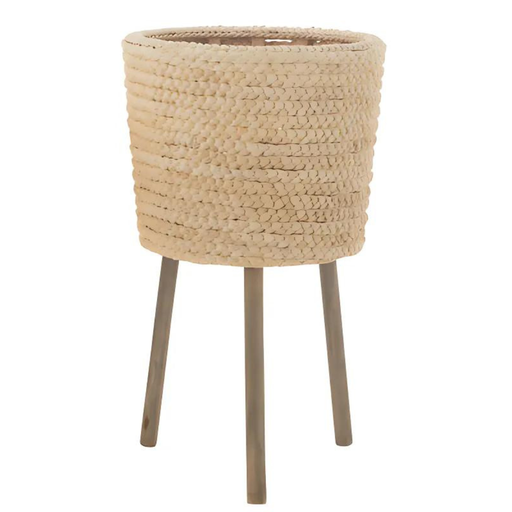 [177306-BB] Braided Corn Husk Footed Planter 23in