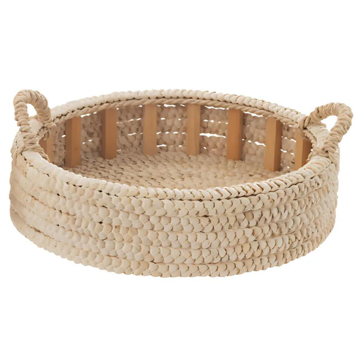 [177309-BB] Braided Corn Husk Tray Round 19in