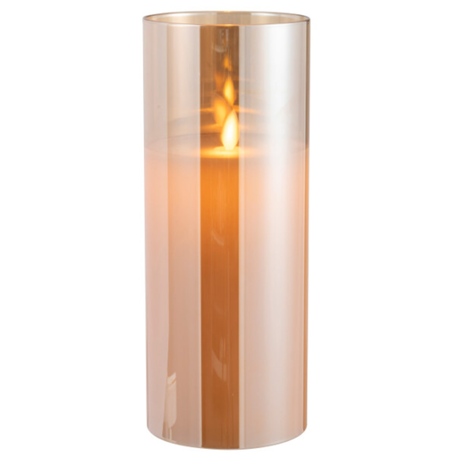[177317-BB] LED Candle in Gold Glass 10in