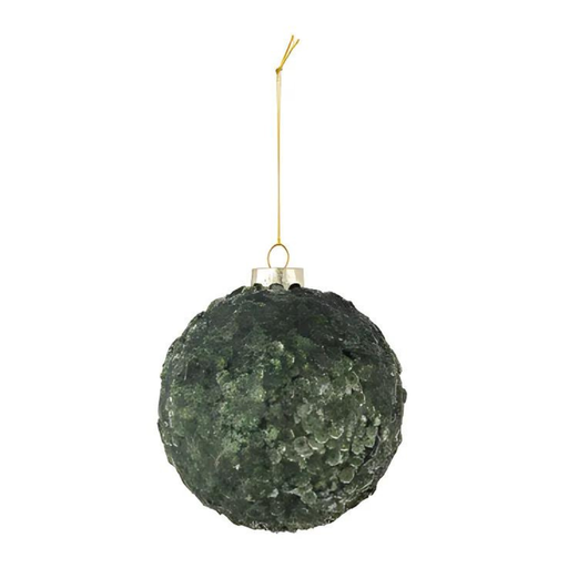 [177319-BB] Sequin Ornament Dark Green 4in