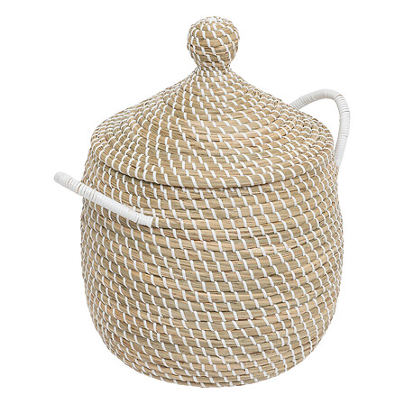 [177421-BB] Soleya Basket With Lid Beige Small
