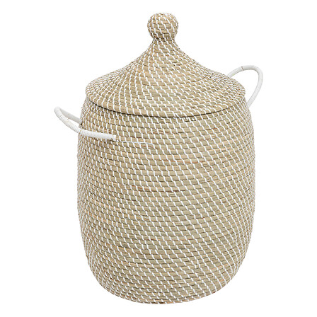 [177422-BB] Soleya Basket With Lid Beige Large