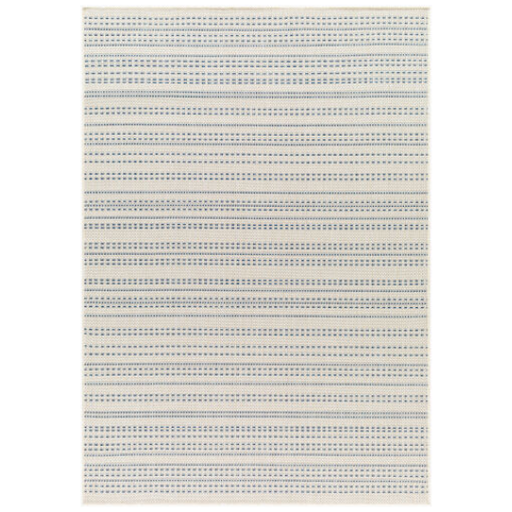 [177672-BB] Ravello Stripe Indoor Outdoor Rug Ivory & Blue 8x10ft