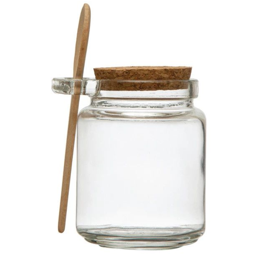 [177815-BB] Glass Jar With Cork Lid & Wood Spoon