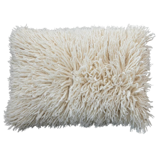 [177818-BB] Ivory Shag Pillow 24x16in 