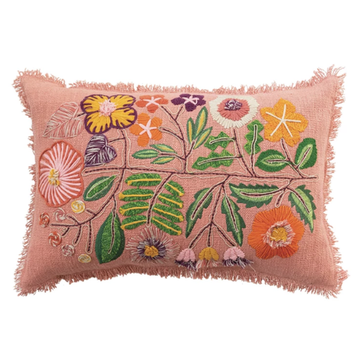 [177820-BB] Flowers Embroidered Pillow 24x16in