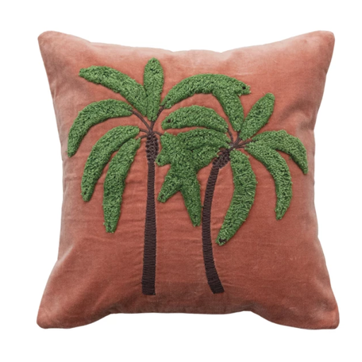 [177821-BB] Tufted Palms Pillow 18in 