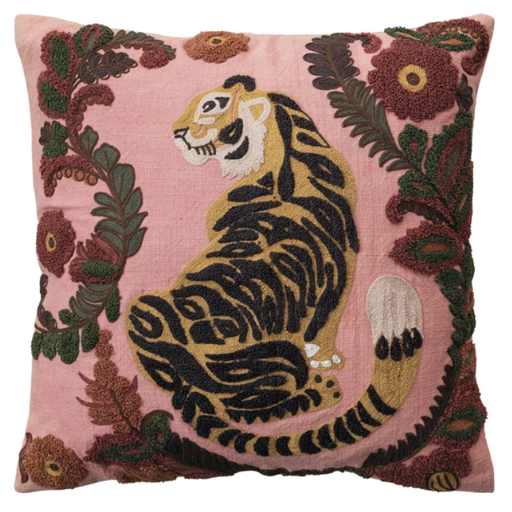 [177822-BB] Embroidered Tiger Pillow 20in 