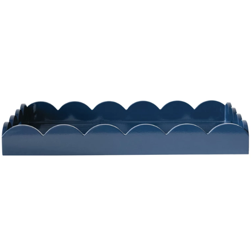 [177830-BB] Scalloped Lacquered Tray Navy 20in