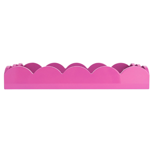[177831-BB] Scalloped Lacquered Tray Pink 16in